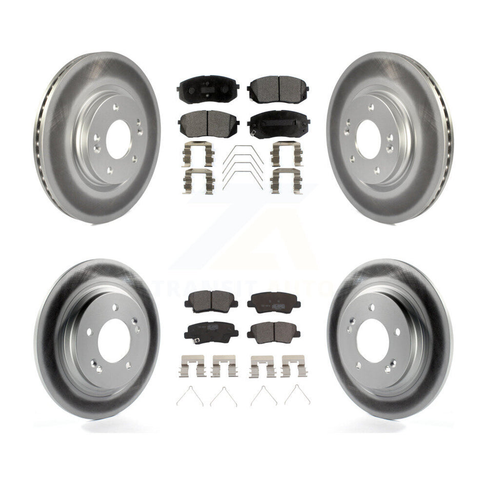 Front Rear Coated Disc Brake Rotors And Ceramic Pad Kit For Hyundai Elantra GT Kia Forte5 KGT-103097