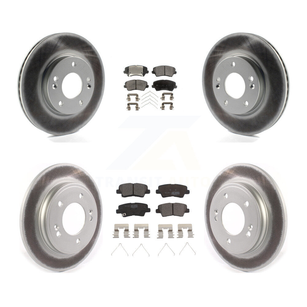 Front Rear Coat Disc Brake Rotor Ceramic Pad Kit For Hyundai Veloster Naturally Aspirated KGT-103099