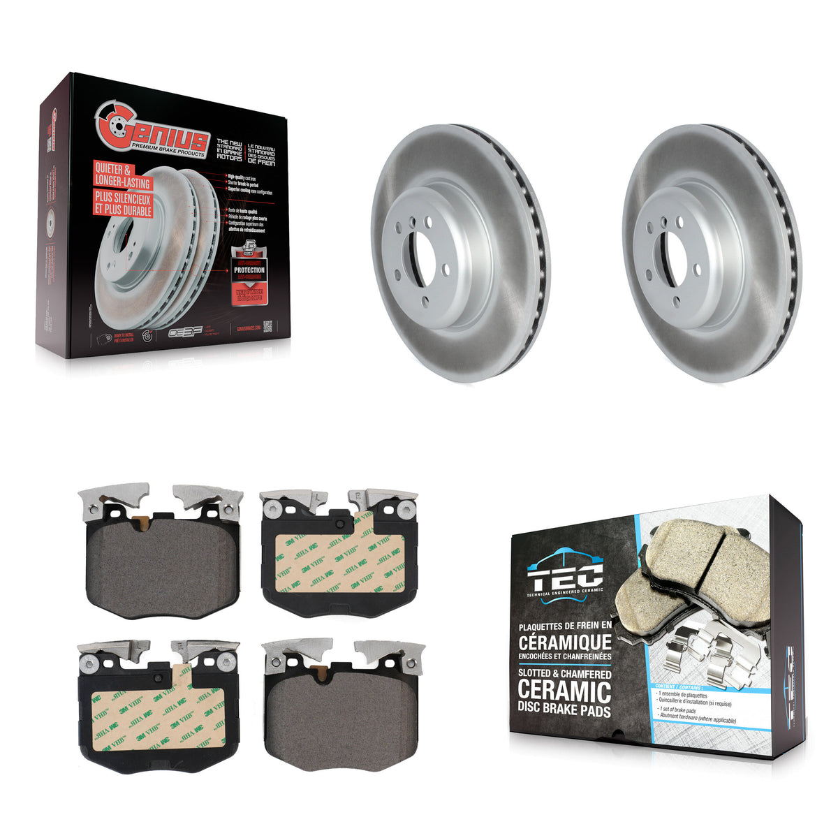 Front Coat Disc Brake Rotors Ceramic Pad Kit For 2019 BMW 330i With Blue Painted Calipers KGT-103113