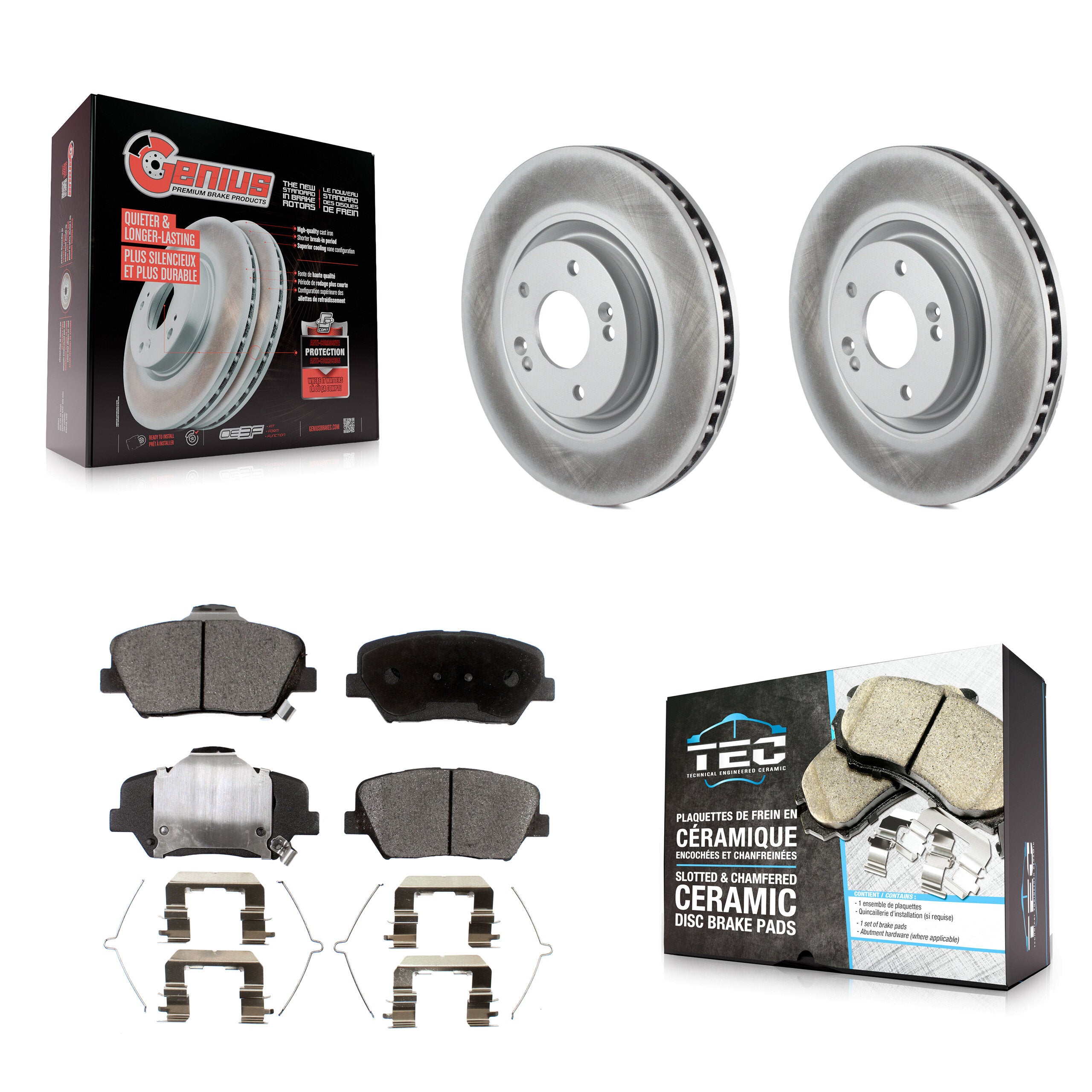 Front Coated Disc Brake Rotors And Ceramic Pads Kit For 2019-2022 Hyundai Nexo KGT-103116