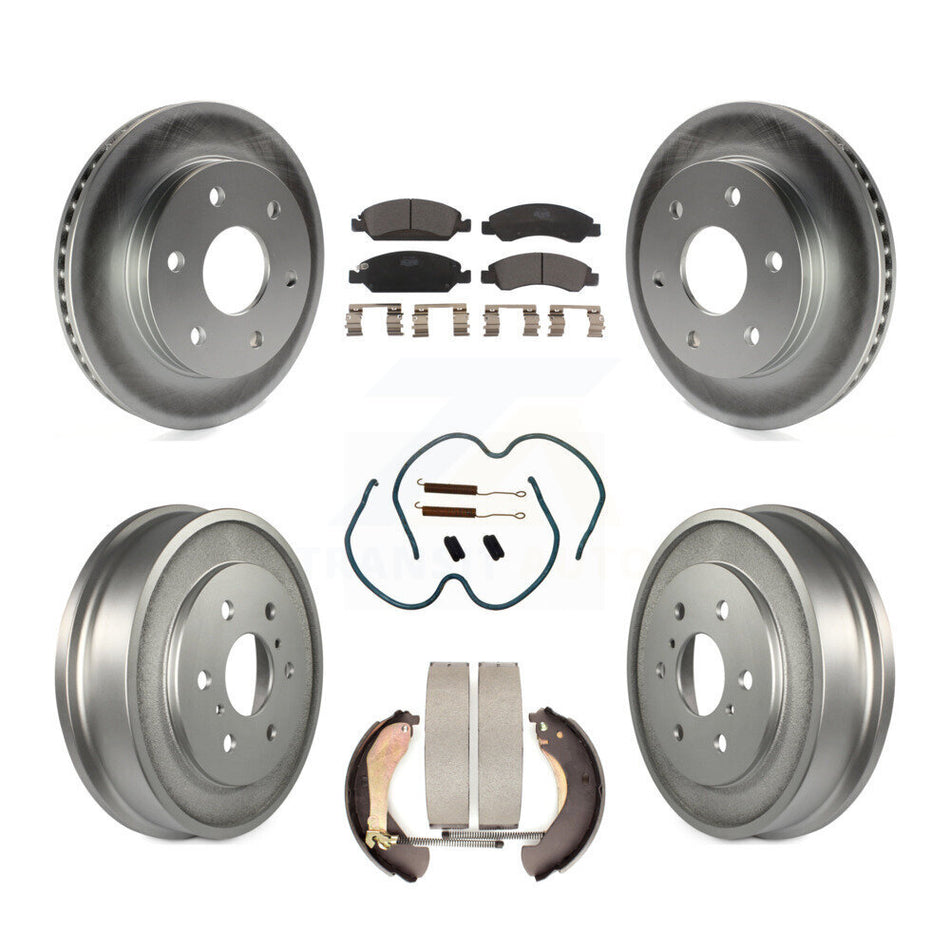 Front Rear Coated Disc Brake Rotors Ceramic Pads And Drum Kit (7Pc) For GMC Sierra 1500 KGT-103123