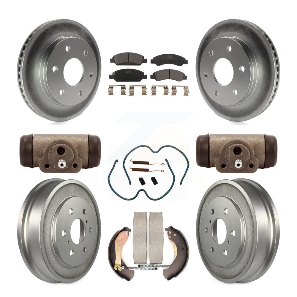 Front Rear Coated Disc Brake Rotors Ceramic Pads And Drum Kit (9Pc) For GMC Sierra 1500 KGT-103125