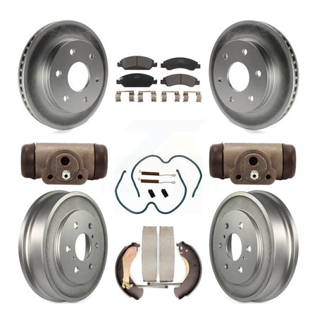 Front Rear Coated Disc Brake Rotors Ceramic Pads And Drum Kit (9Pc) For GMC Sierra 1500 KGT-103125