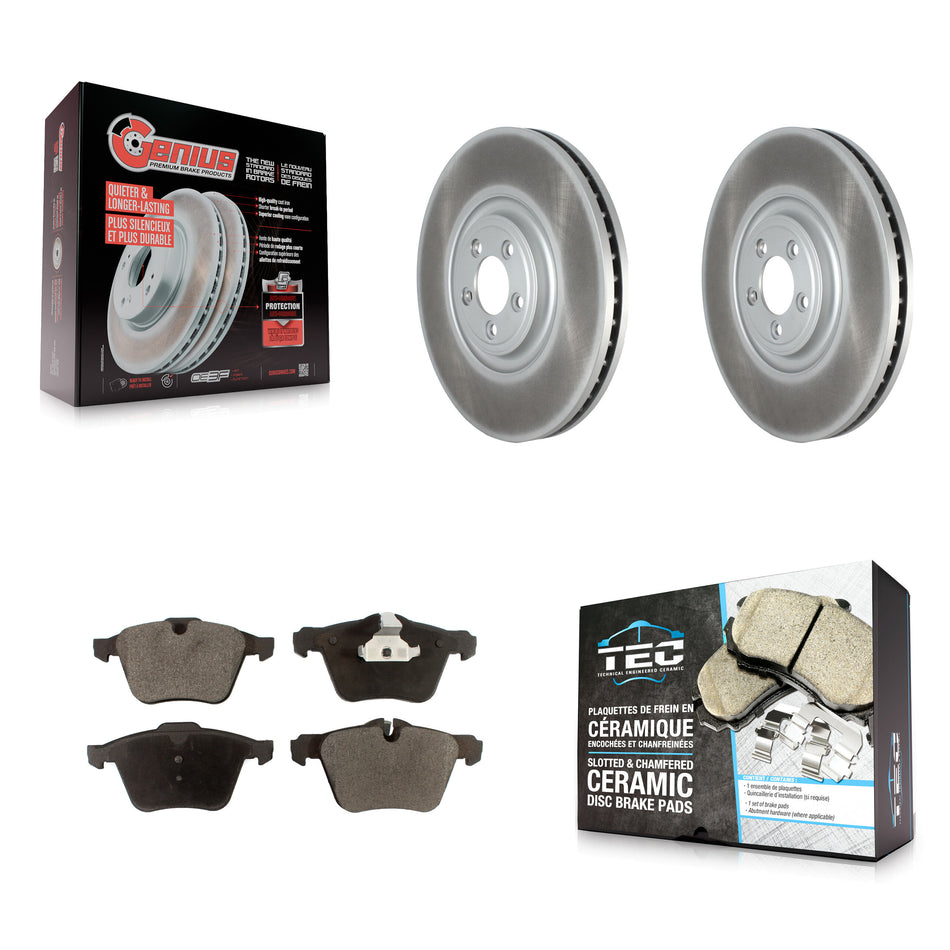 Front Coated Brake Rotor Ceramic Pad Kit For Jaguar XF XJ With 380mm Diameter KGT-103128