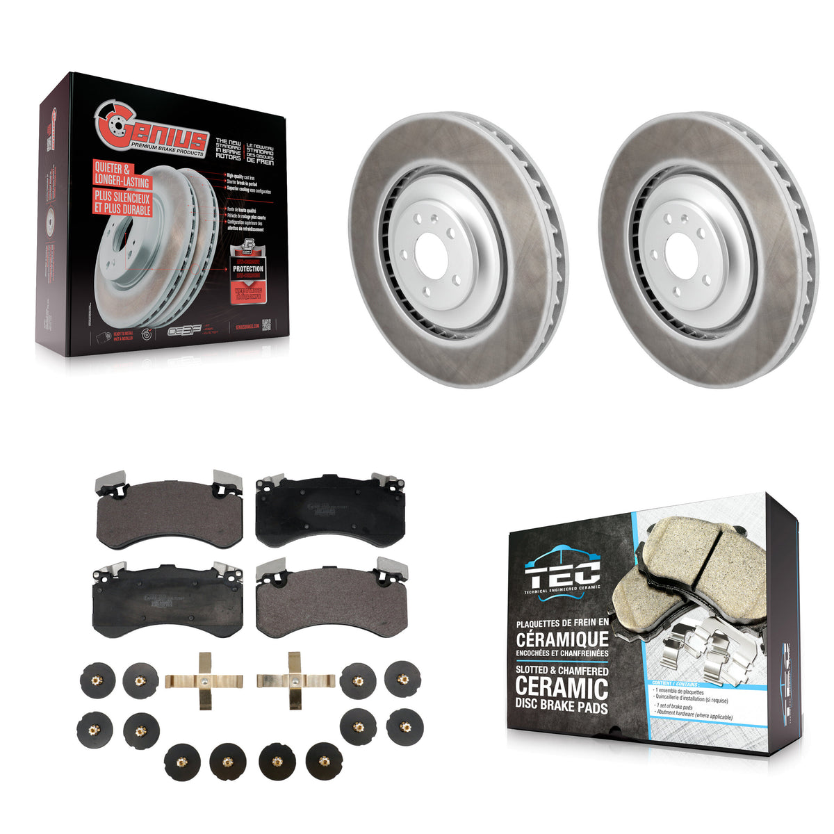 Front Coated Disc Brake Rotors And Ceramic Pads Kit For Audi A8 Quattro S8 S7 KGT-103153