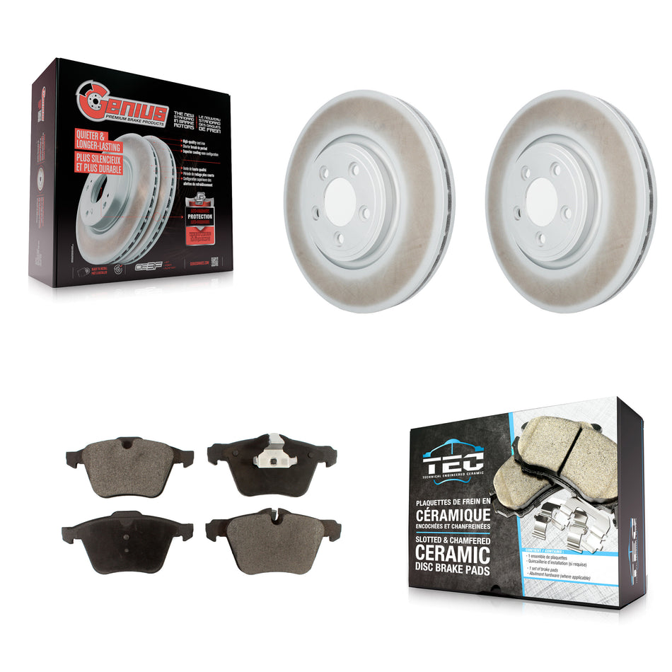 Front Coat Brake Rotor Ceramic Pad Kit For 2010 Jaguar XF With 326mm Diameter KGT-103159