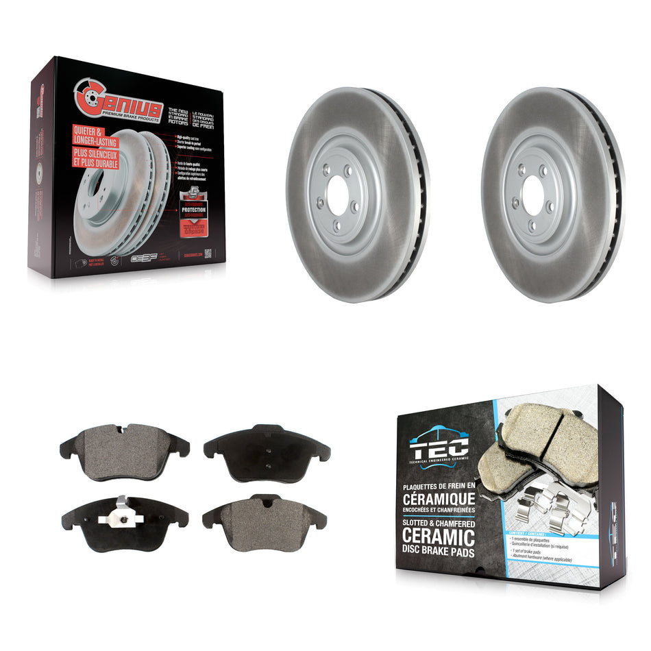 Front Coat Brake Rotor Ceramic Pad Kit For 2010 Jaguar XF With 380mm Diameter KGT-103161