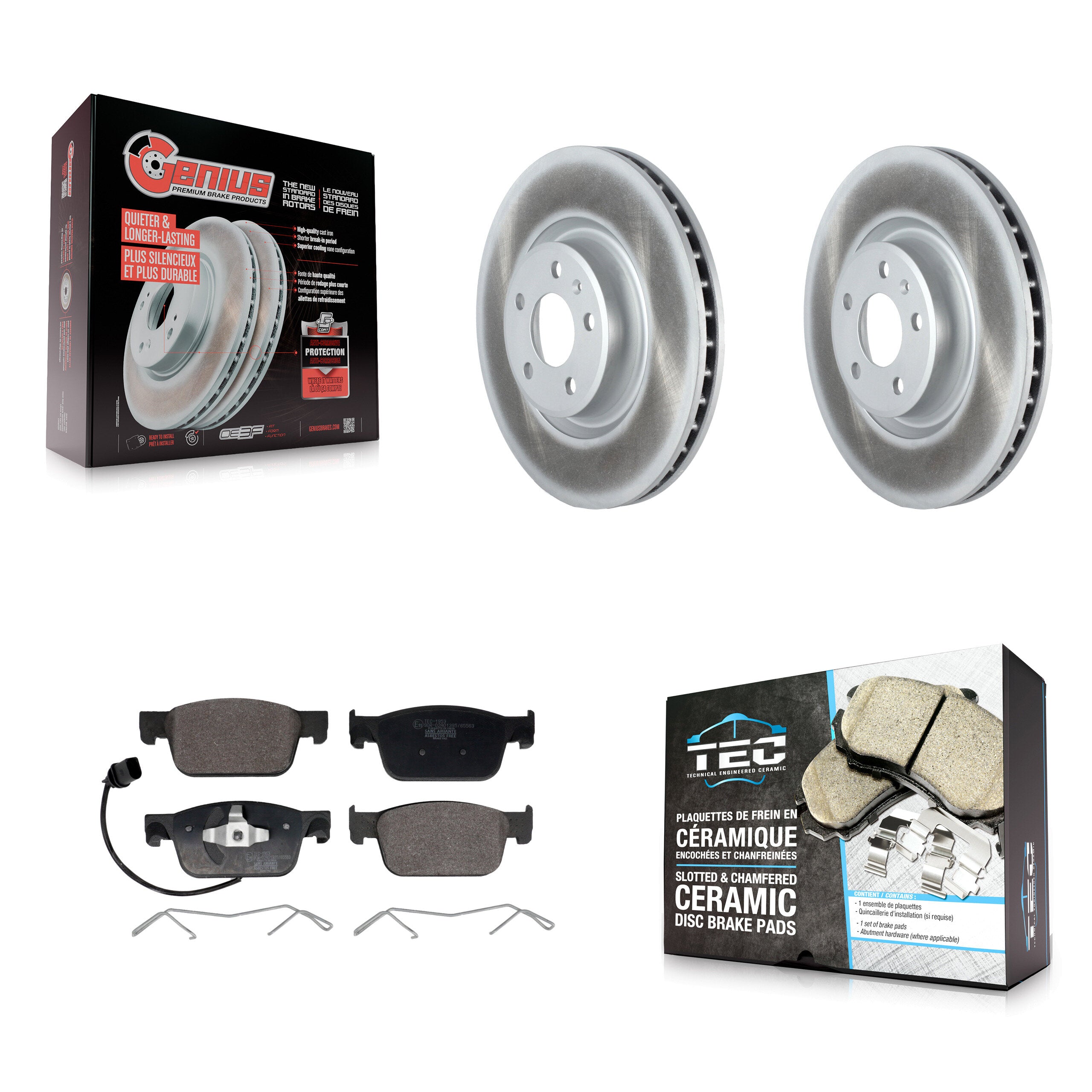 Front Coated Disc Brake Rotors And Ceramic Pads Kit For Audi A4 Quattro KGT-103162