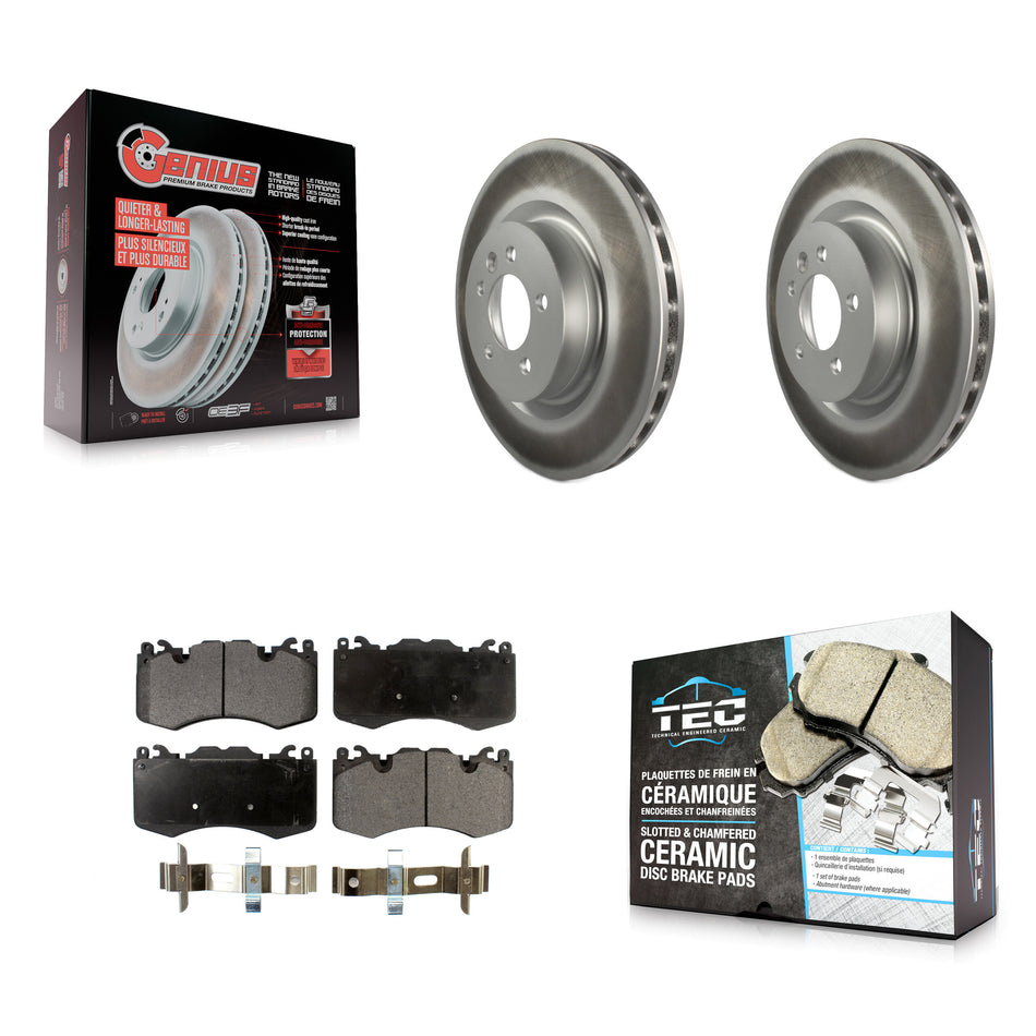 Front Coated Disc Brake Rotors And Ceramic Pads Kit For 2016 Land Rover Range 3.0L KGT-103167