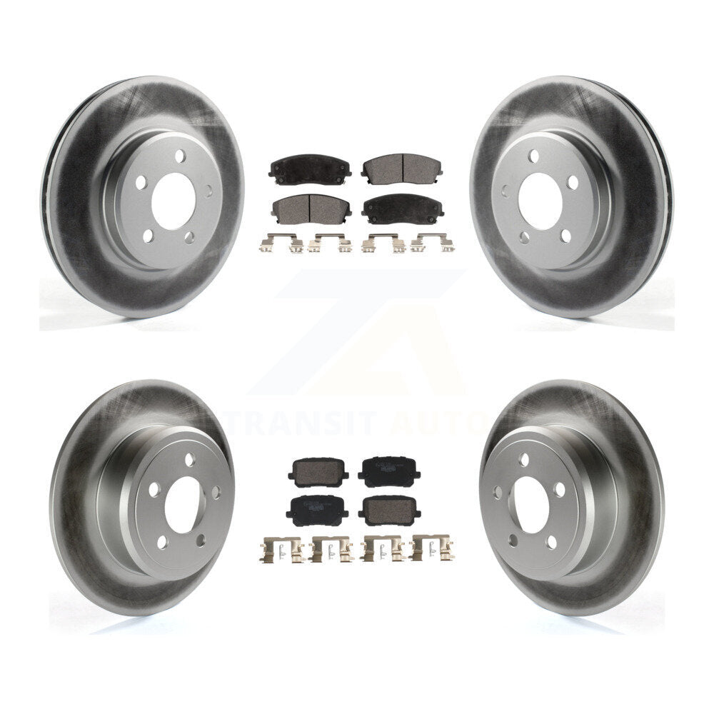 Front Rear Coated Disc Brake Rotor & Ceramic Pad Kit For 2014 Dodge Charger RWD with 3.6L KGT-103176