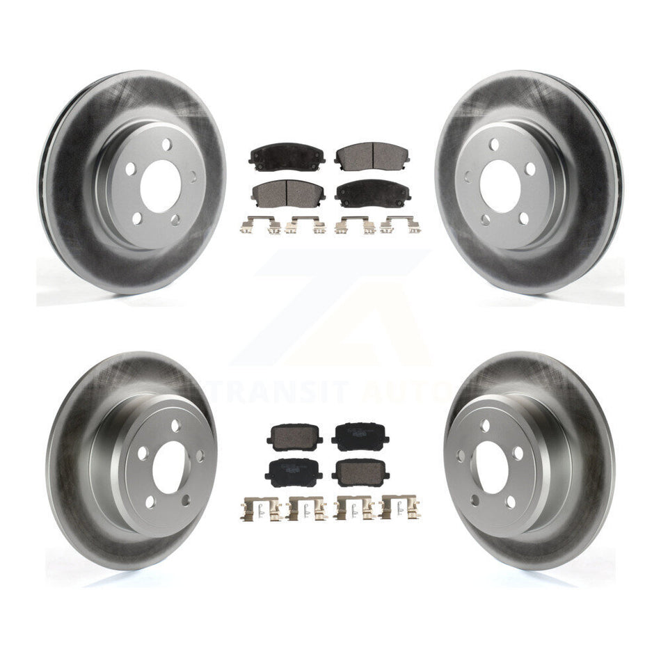 Front Rear Coated Disc Brake Rotor & Ceramic Pad Kit For 2014 Dodge Charger RWD with 3.6L KGT-103176