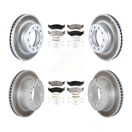 Front Rear Coat Brake Rotor Ceramic Pad Kit For Ford F-450 Super Duty F-550 International KGT-103180