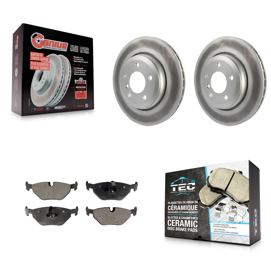 Rear Coated Brake Rotor Ceramic Pad Kit For 01-05 BMW 320i With 320mm Diameter KGT-103192