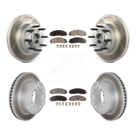 Front Rear Coated Disc Brake Rotors And Ceramic Pads Kit For Ford F-350 Super Duty KGT-103201