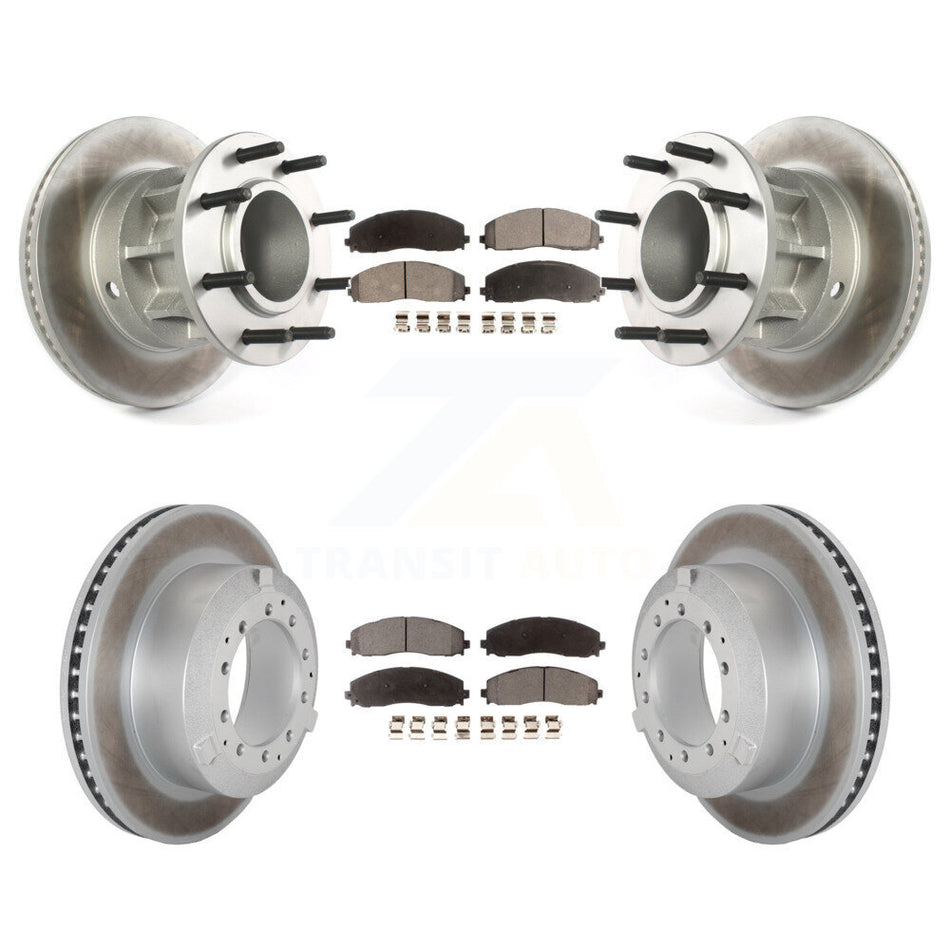 Front Rear Coated Disc Brake Rotors And Ceramic Pads Kit For Ford F-350 Super Duty KGT-103202