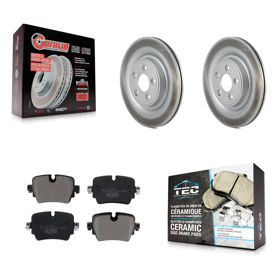 Rear Coated Brake Rotors Ceramic Pad Kit For 2016 Jaguar XJ L Portfolio/R-Sport with 3.0L KGT-103205
