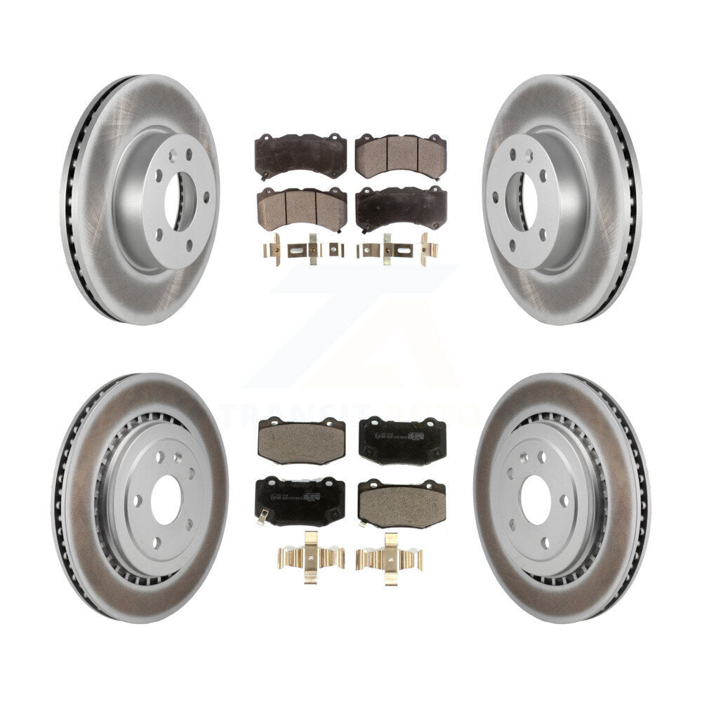 Front Rear Coated Disc Brake Rotors And Ceramic Pads Kit For 2017 Cadillac ATS V KGT-103211