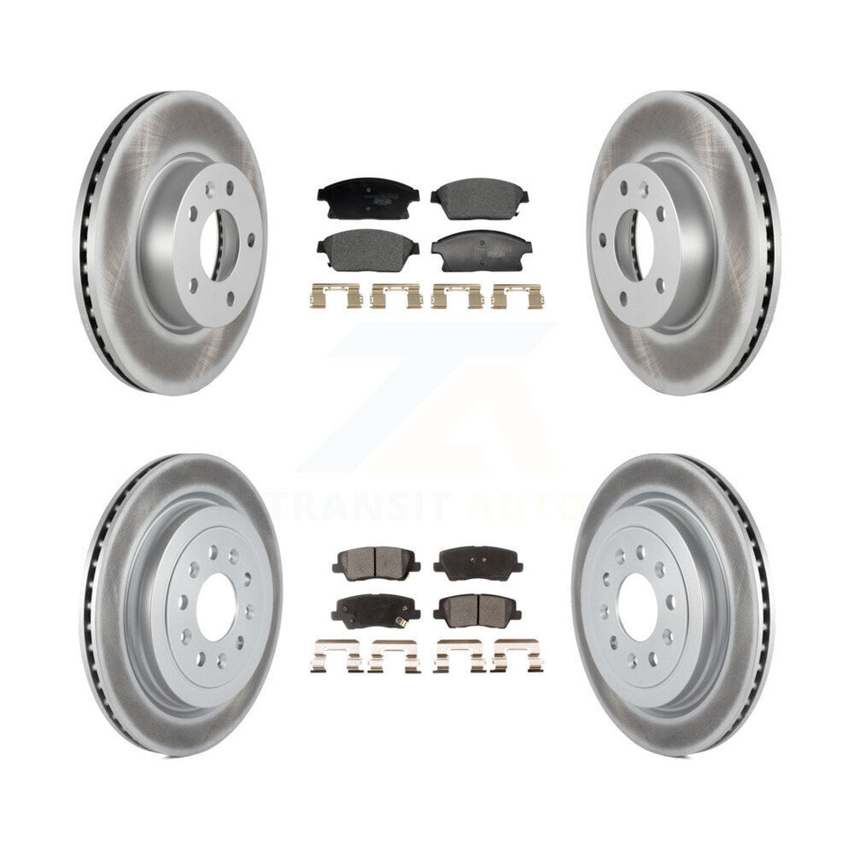 Front Rear Coated Disc Brake Rotors And Ceramic Pads Kit For Cadillac ATS KGT-103215
