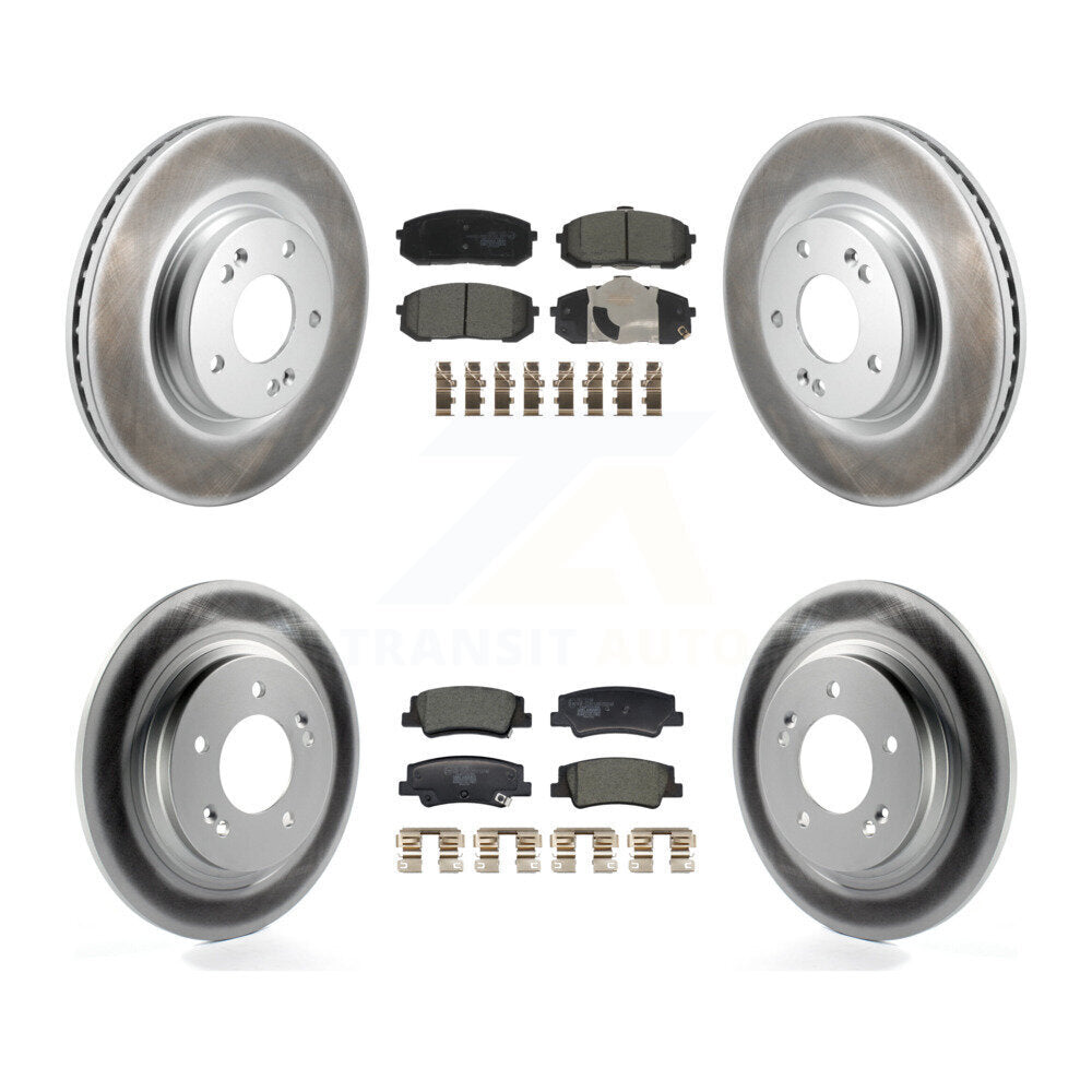 Front Rear Coated Disc Brake Rotors And Ceramic Pad Kit For Hyundai Sonata Kia Niro EV K5 KGT-103223