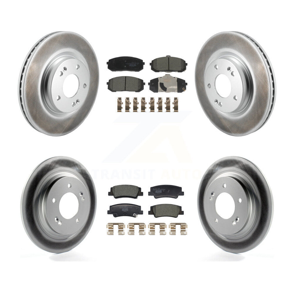 Front Rear Coated Disc Brake Rotors And Ceramic Pad Kit For Hyundai Sonata Kia Niro EV K5 KGT-103223