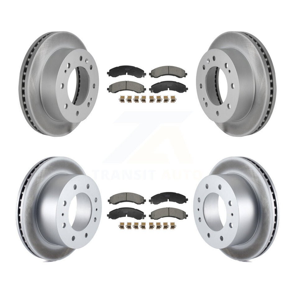 Front Rear Coated Brake Rotors Ceramic Pad Kit For GMC Chevrolet Sierra 2500 HD Silverado KGT-103230