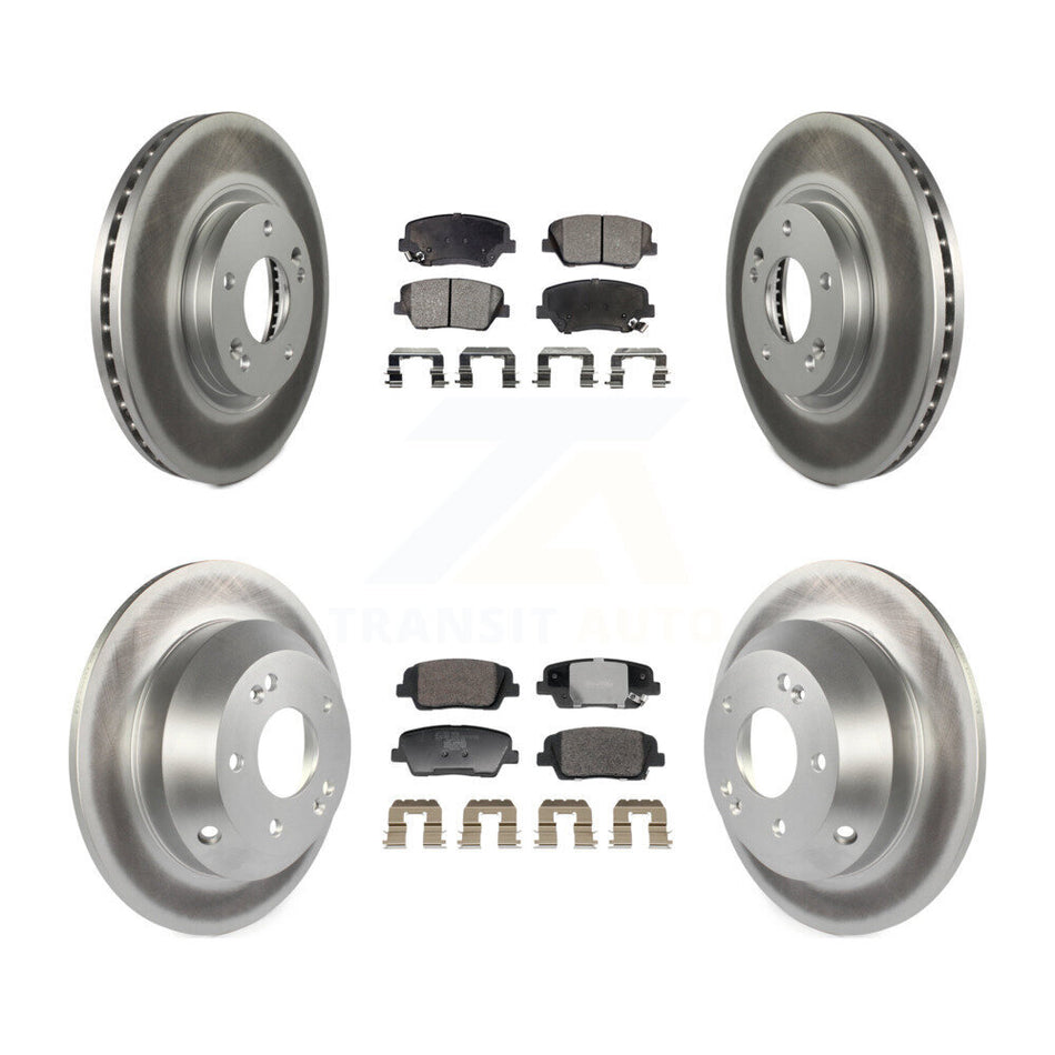 Front Rear Coated Disc Brake Rotors And Ceramic Pads Kit For Hyundai Santa Fe Kia Sorento KGT-103234