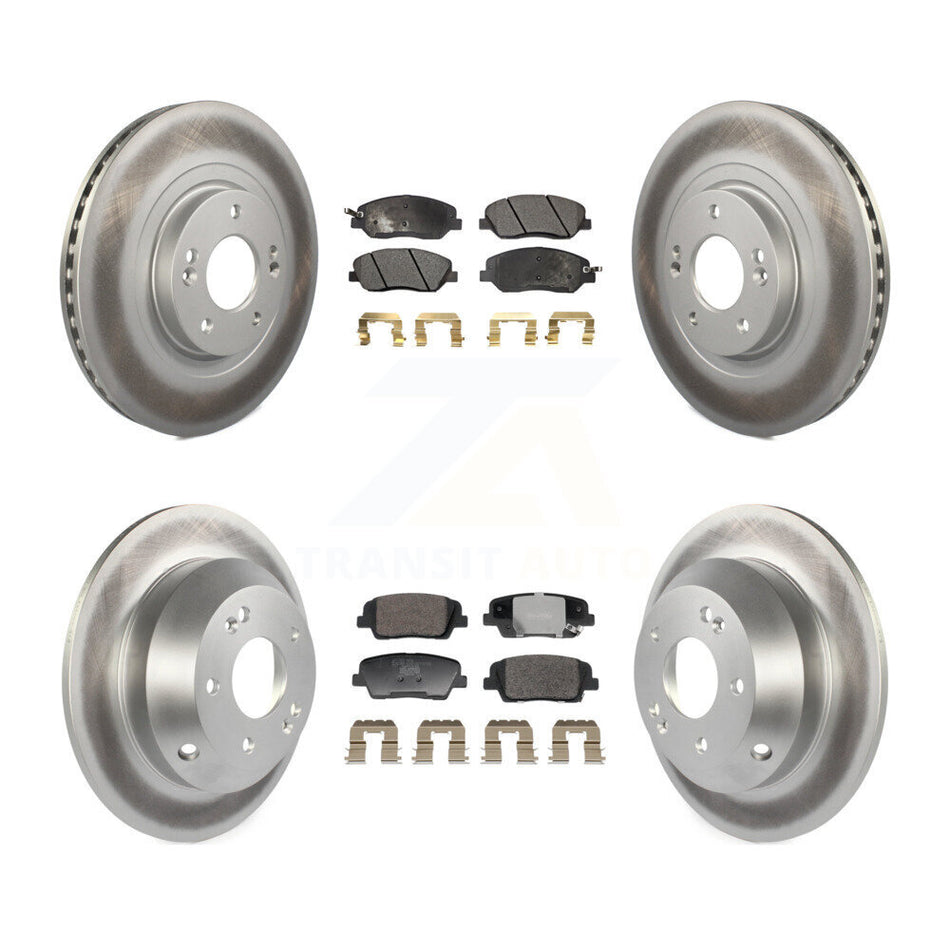 Front Rear Coated Disc Brake Rotor Ceramic Pad Kit For 2013-2016 Hyundai Santa Fe XL 3.3L KGT-103236