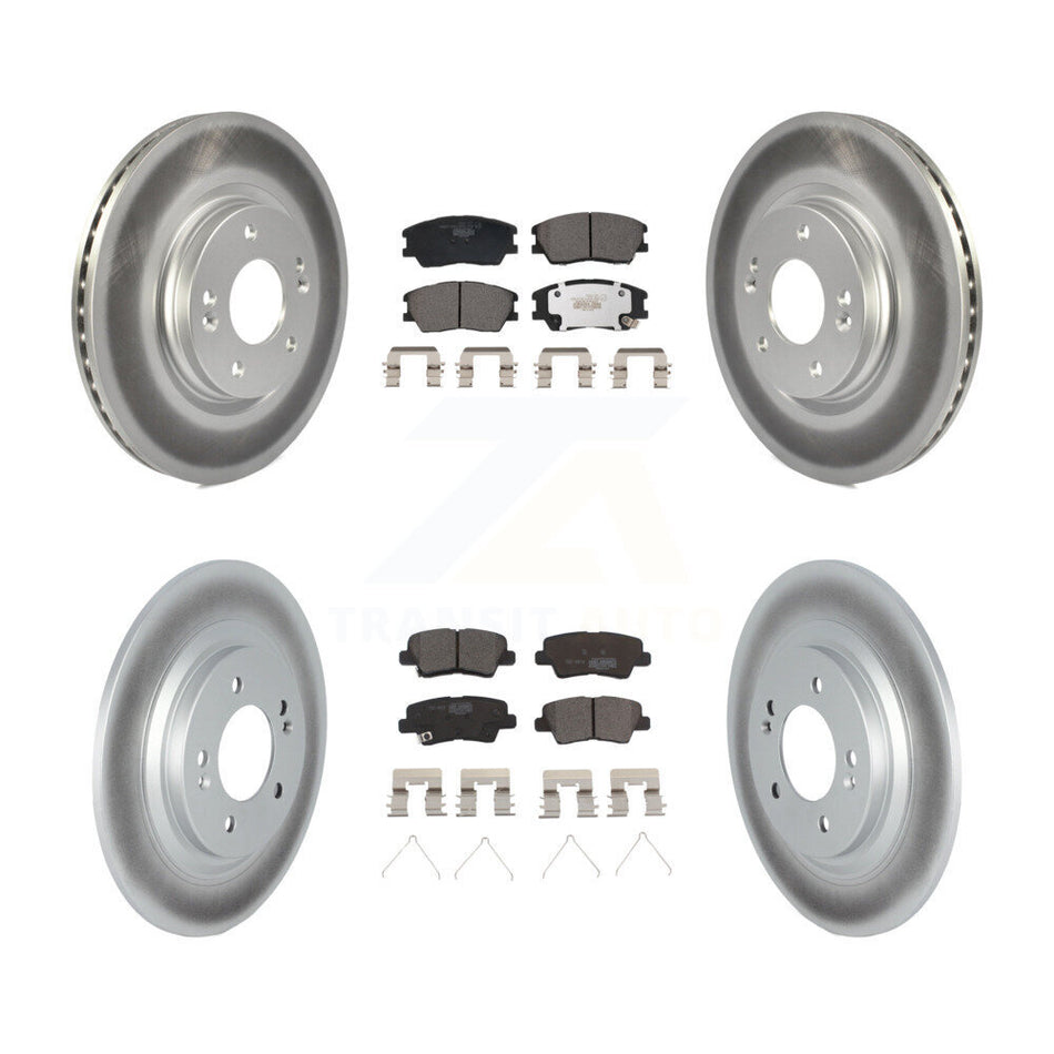 Front Rear Coated Disc Brake Rotors And Ceramic Pads Kit For 2020-2023 Kia Soul EV KGT-103237