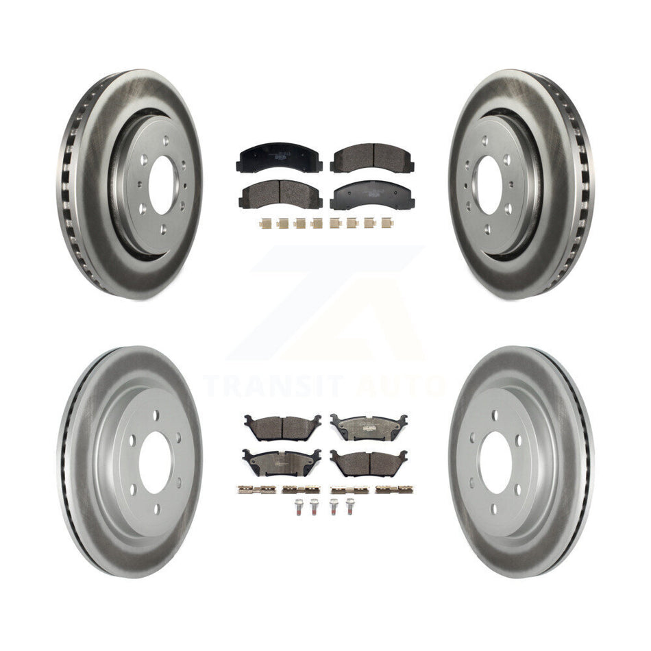Front Rear Coated Brake Rotor Ceramic Pad Kit For Ford F-150 Expedition Lincoln Navigator KGT-103239