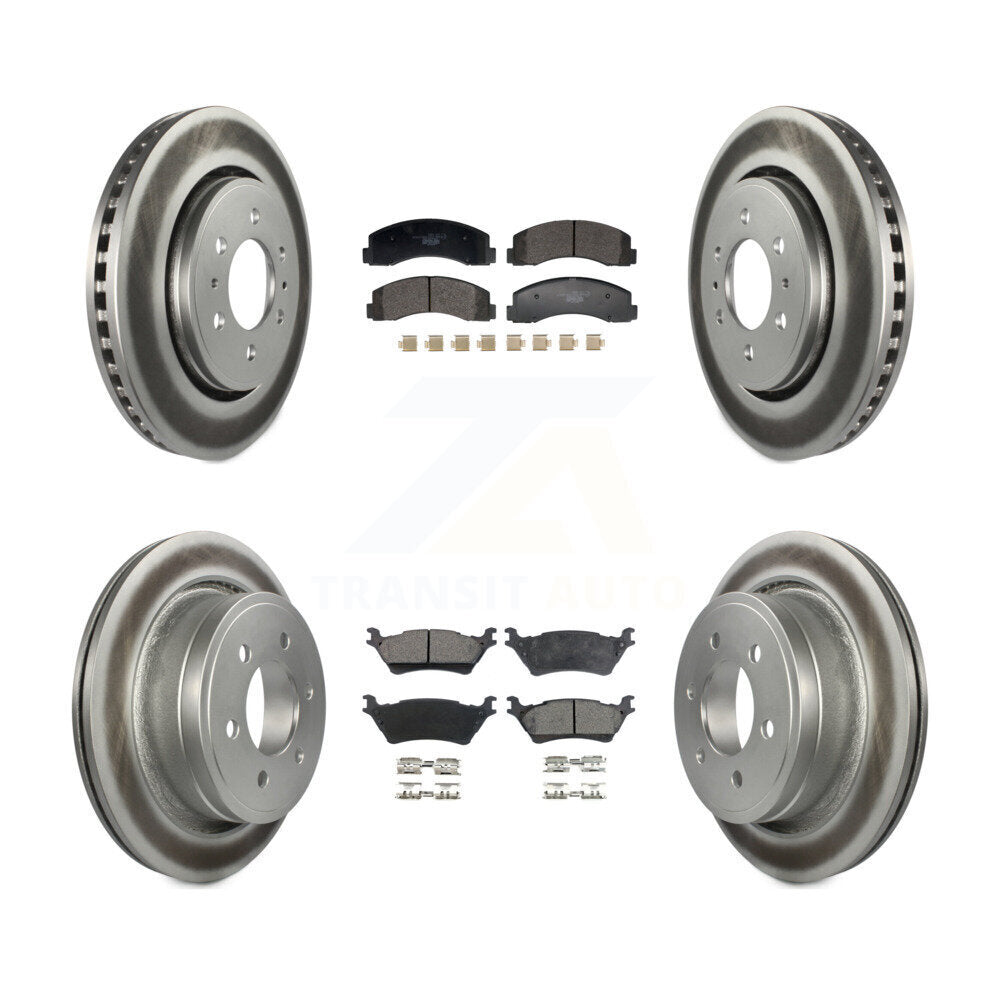 Front Rear Coat Disc Brake Rotor Ceramic Pad Kit For Ford F-150 With Manual Parking KGT-103240