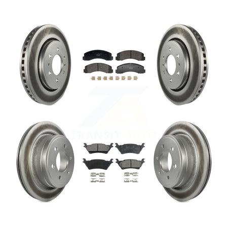 Front Rear Coat Disc Brake Rotor Ceramic Pad Kit For Ford F-150 With Manual Parking KGT-103240