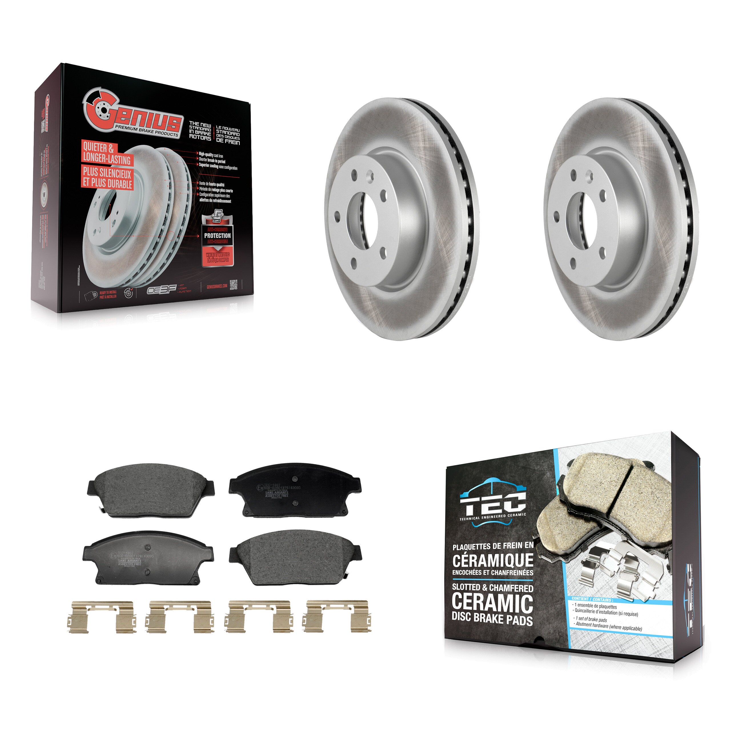 Front Coated Disc Brake Rotors And Ceramic Pads Kit For Cadillac ATS KGT-103243