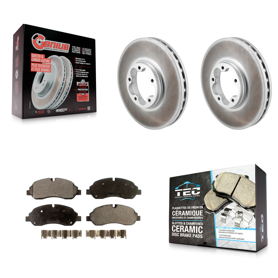 Front Coat Disc Brake Rotors Ceramic Pad Kit For Ford Transit-250 Transit-150 Transit-350 KGT-103244
