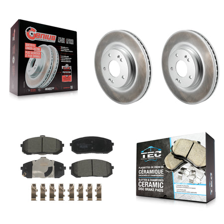 Front Coated Disc Brake Rotor & Ceramic Pad Kit For Hyundai Elantra Sonata Kia Niro EV K5 KGT-103247