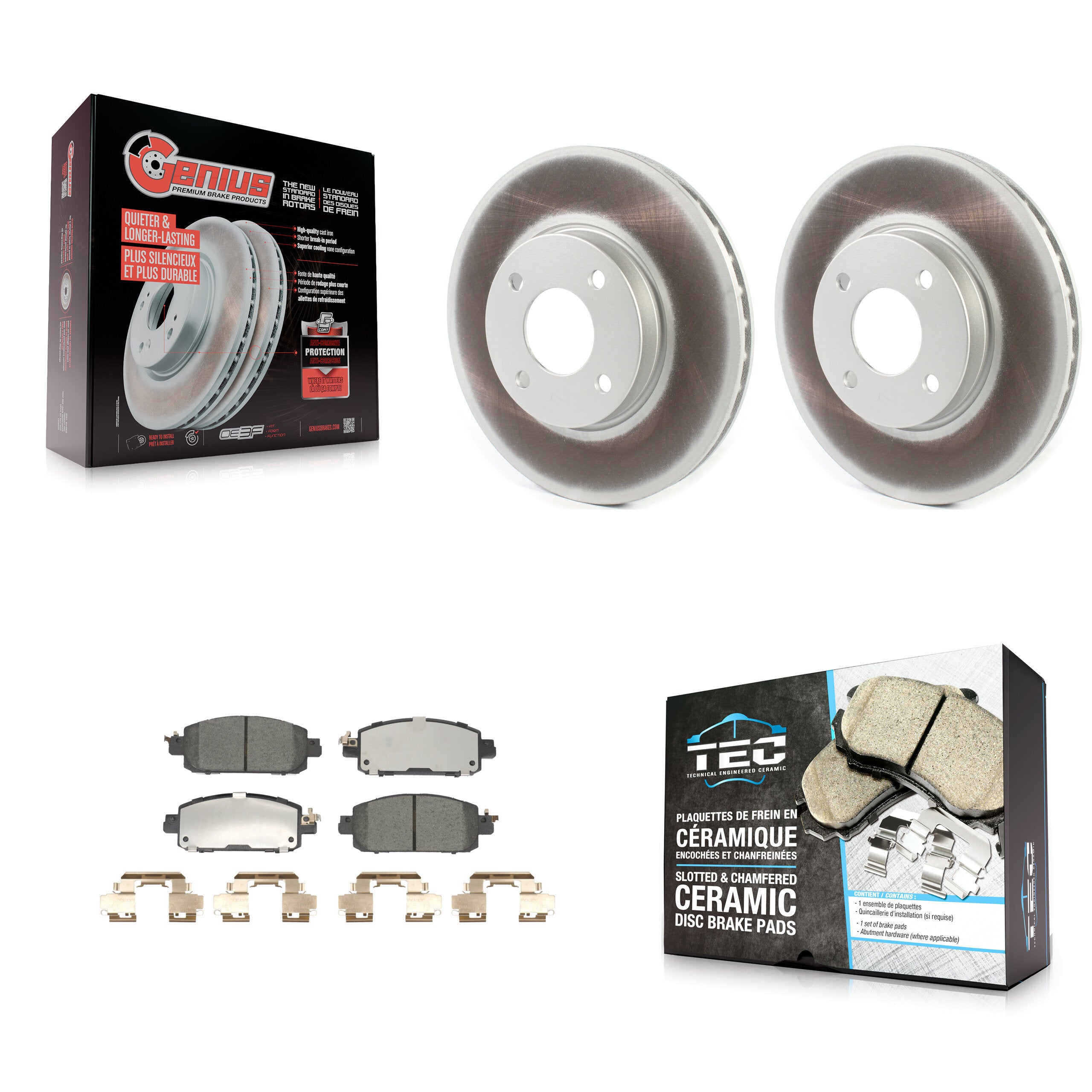 Front Coated Disc Brake Rotors And Ceramic Pads Kit For 2024 Nissan Sentra S SV SR KGT-103250