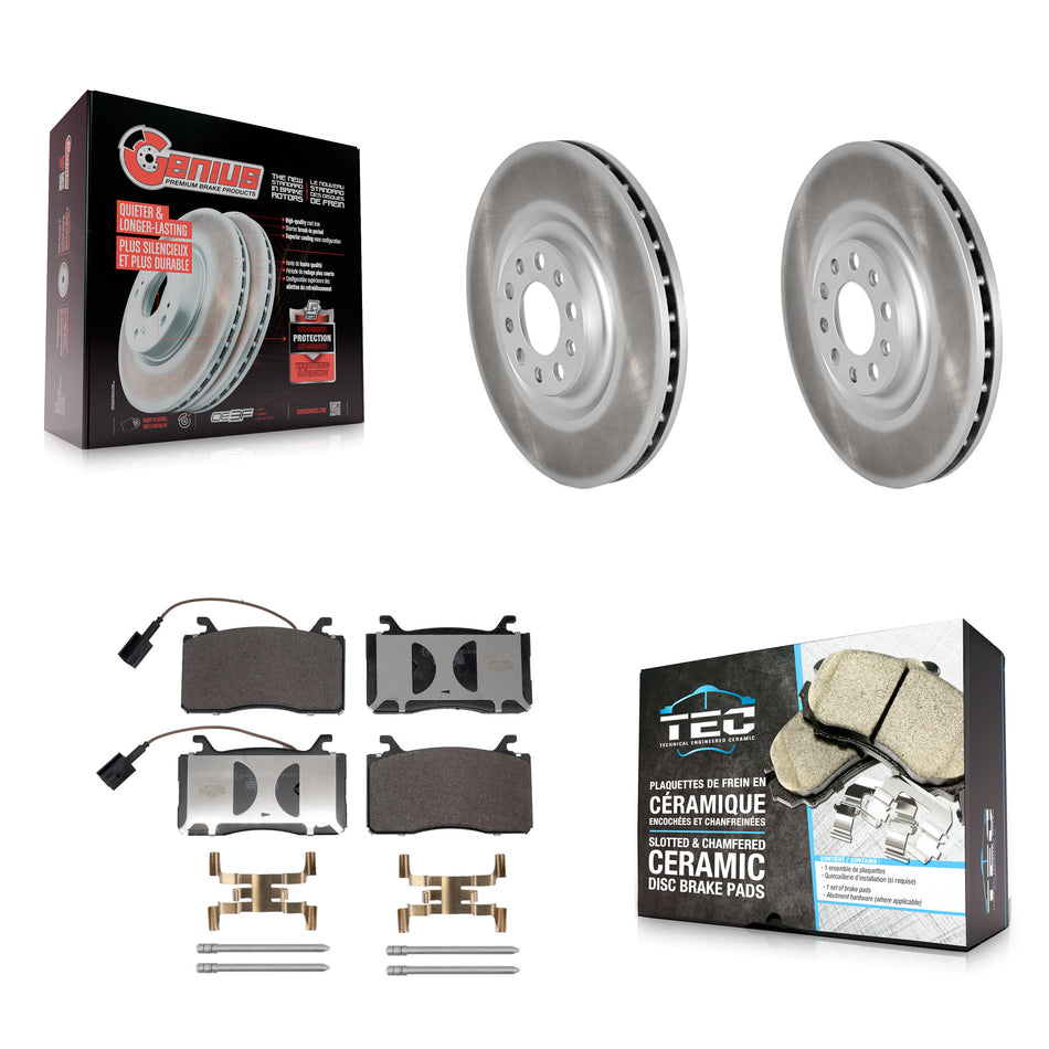 Front Coated Disc Brake Rotors And Ceramic Pads Kit For Alfa Romeo Stelvio Giulia KGT-103258