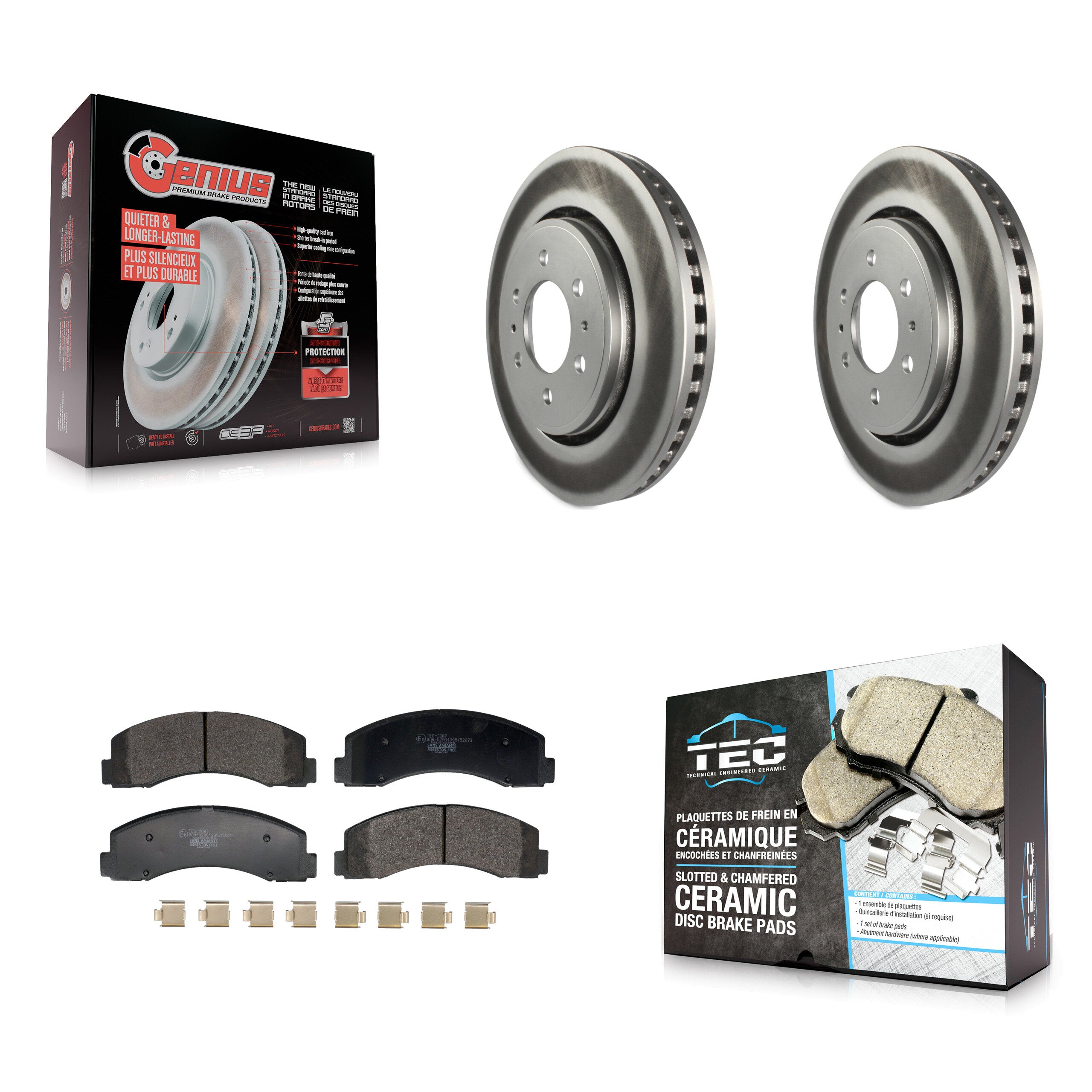 Front Coated Disc Brake Rotor Ceramic Pad Kit For Ford F-150 Expedition Lincoln Navigator KGT-103260