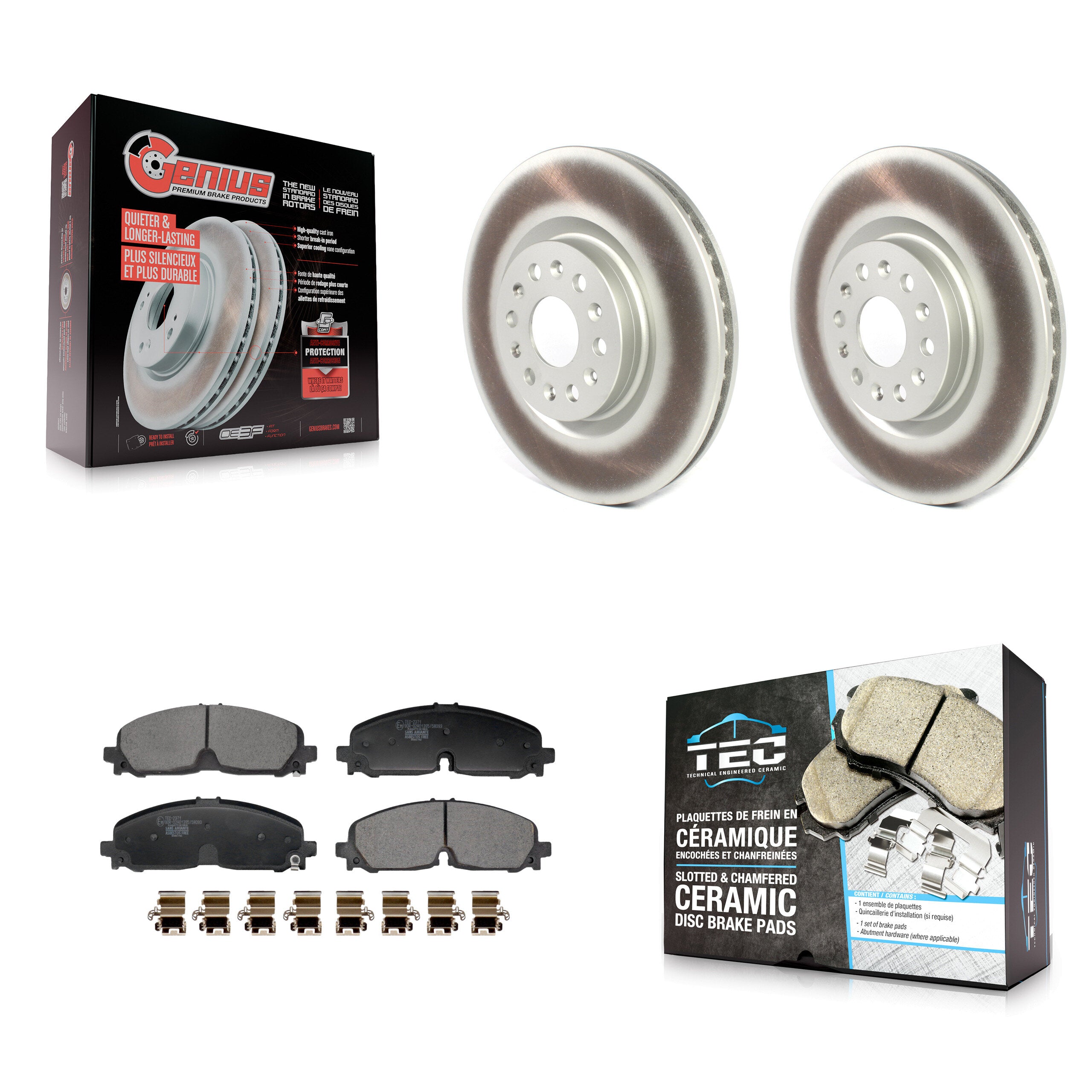 Front Coated Disc Brake Rotor And Ceramic Pad Kit For 2021 Cadillac XT5 Buick Enclave XT6 KGT-103262