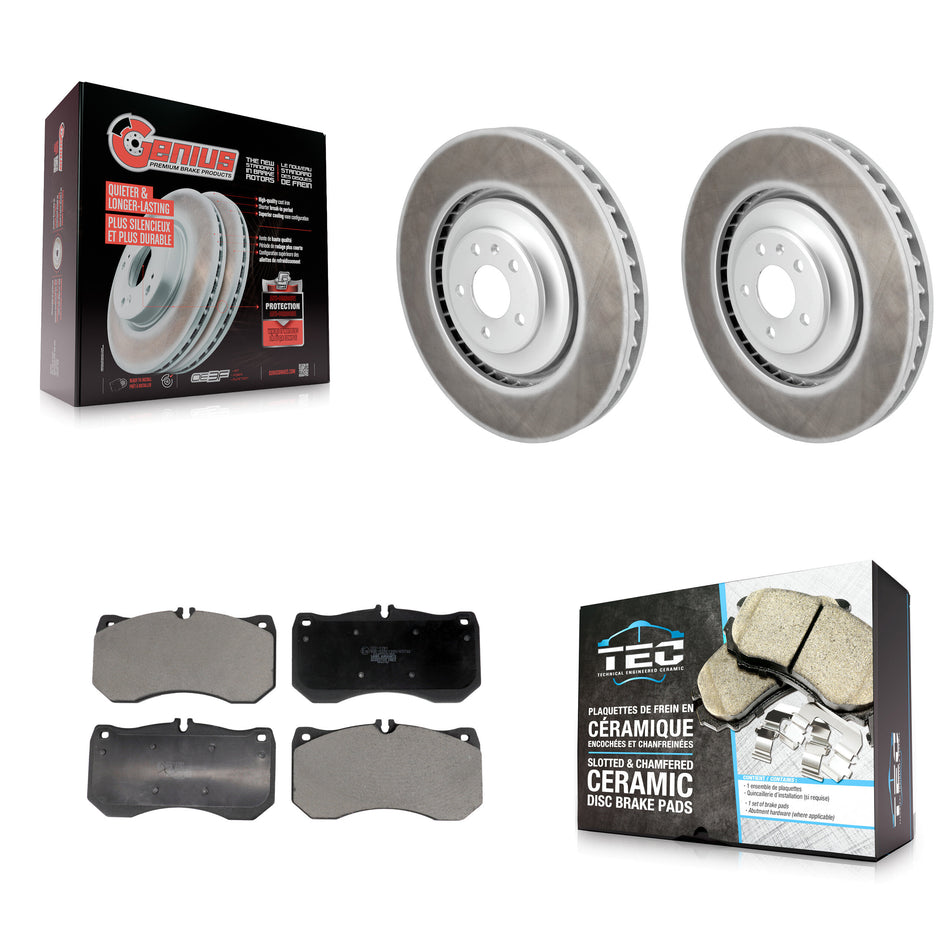 Front Coated Disc Brake Rotors And Ceramic Pads Kit For Audi A7 Quattro A8 S7 S8 S6 KGT-103266