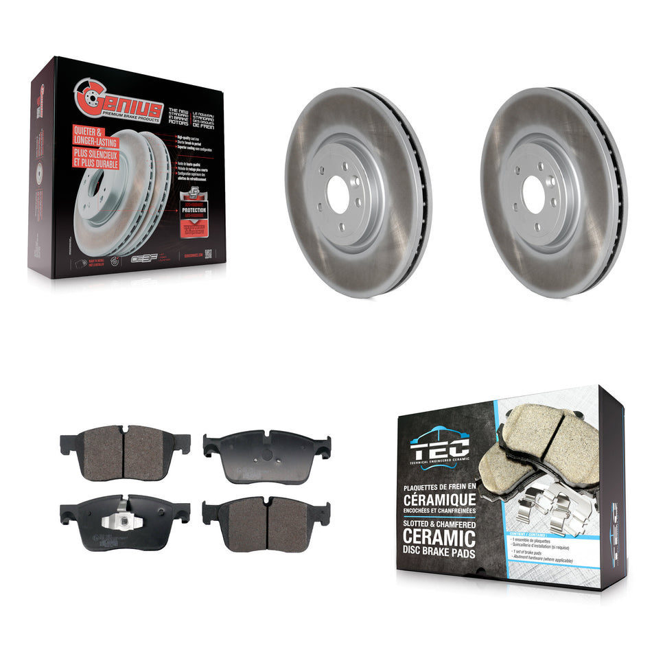 Front Coated Disc Brake Rotors And Ceramic Pads Kit For Jaguar XE XF KGT-103271