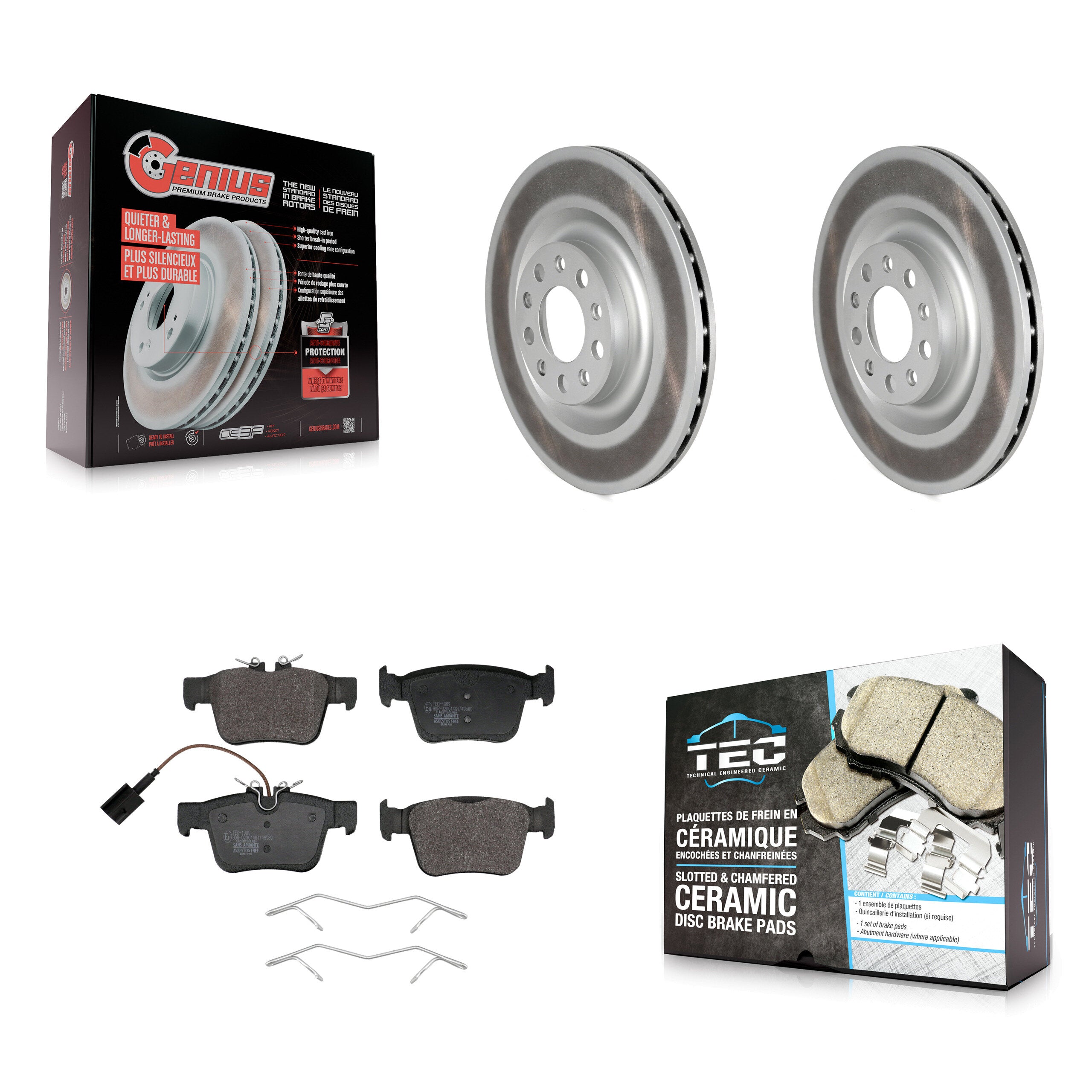 Rear Coated Disc Brake Rotors And Ceramic Pads Kit For Alfa Romeo Stelvio Giulia KGT-103273