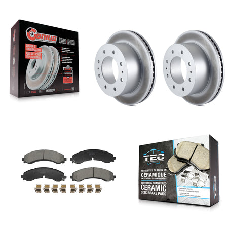 Rear Coated Brake Rotor & Ceramic Pad Kit For GMC Chevrolet Sierra 2500 HD Silverado 3500 KGT-103275