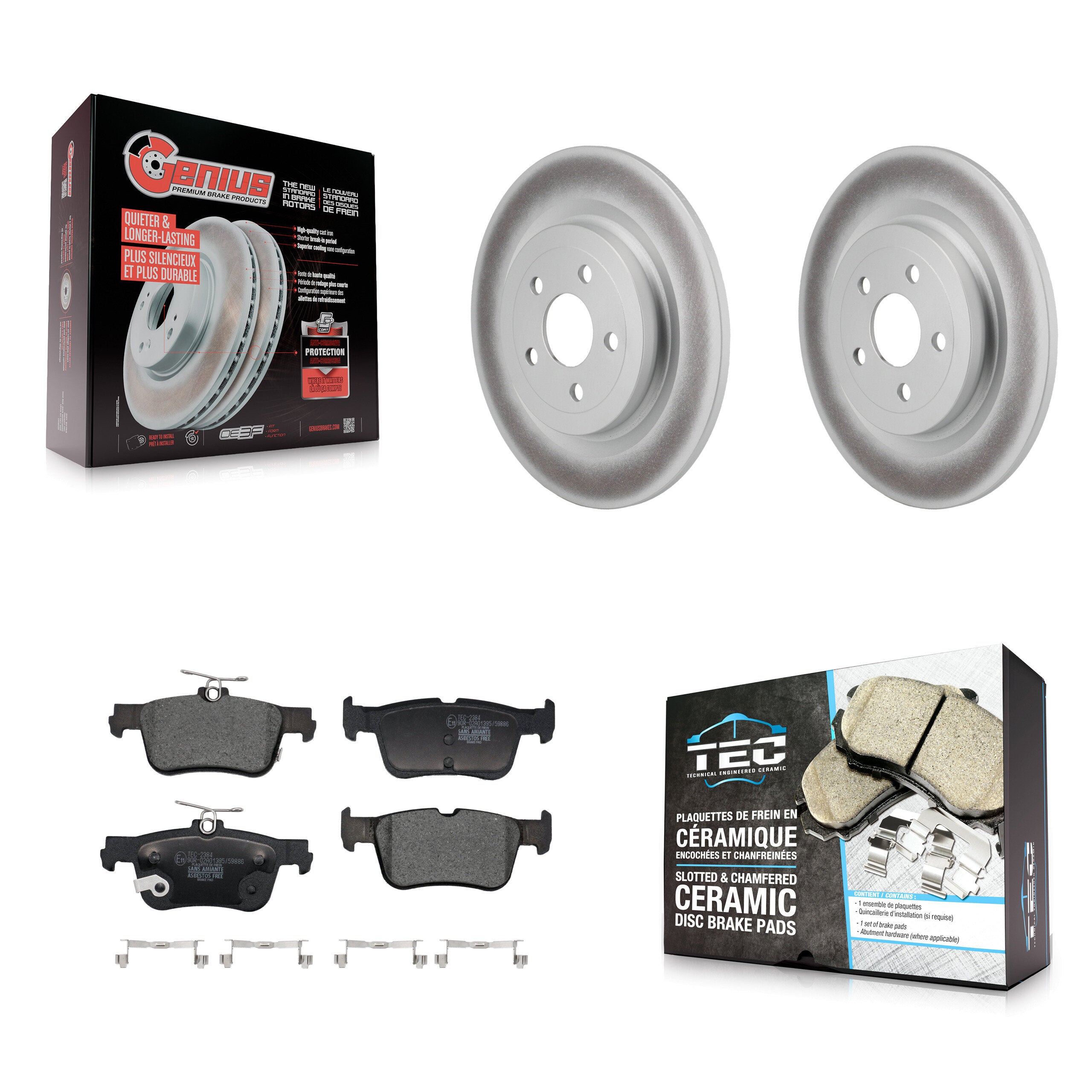 Rear Coated Disc Brake Rotors And Ceramic Pads Kit For 2021-2023 Ford Mustang Mach-E KGT-103277