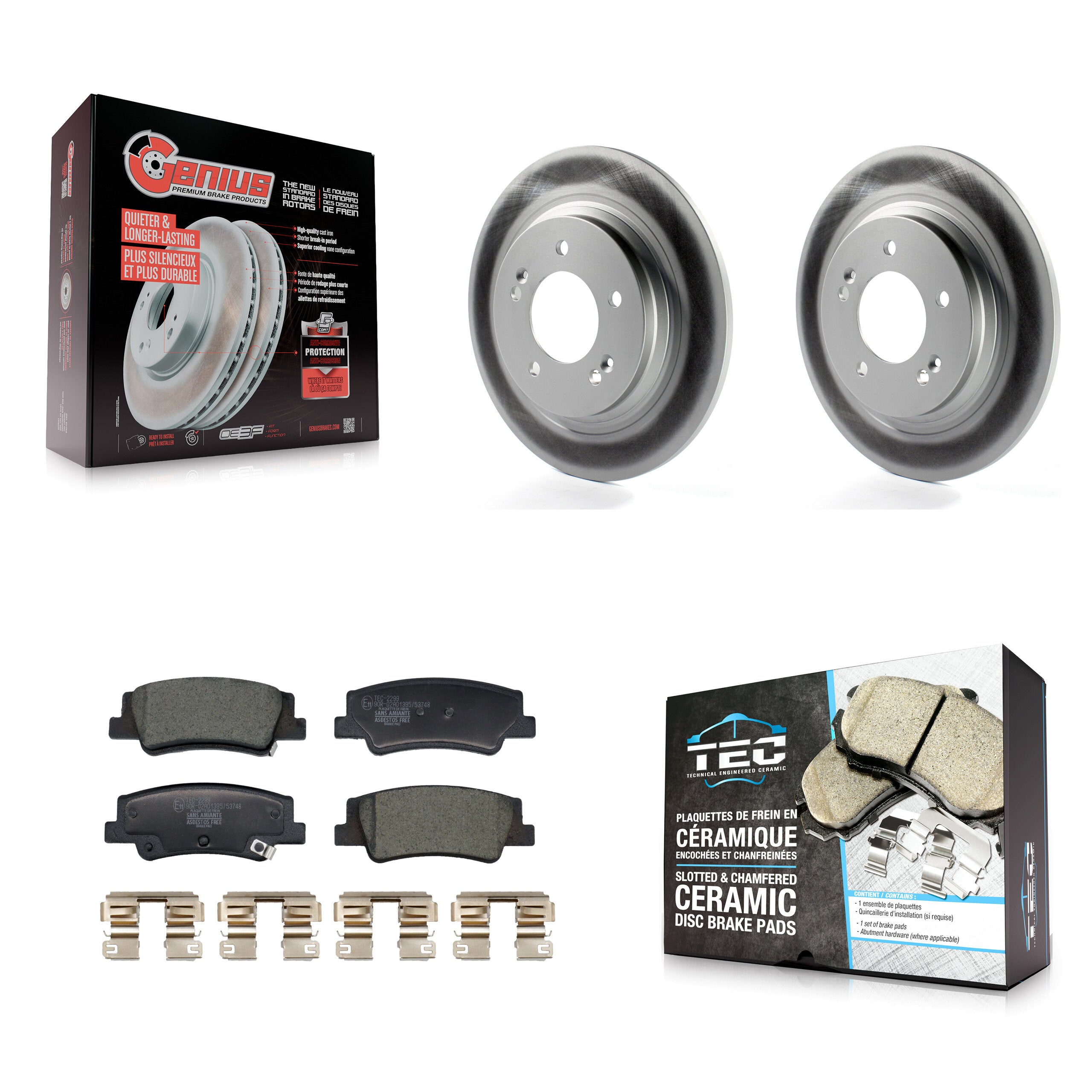 Rear Coated Disc Brake Rotors And Ceramic Pads Kit For Hyundai Sonata Kia Niro EV K5 KGT-103278