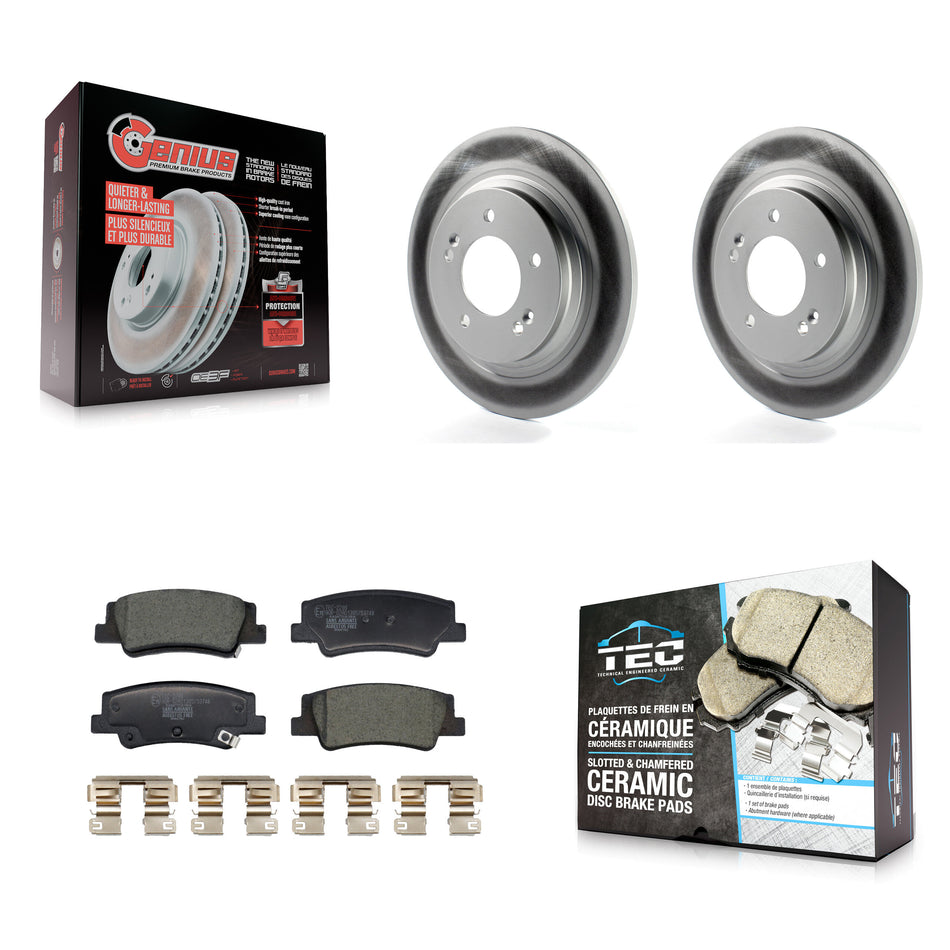 Rear Coated Disc Brake Rotors And Ceramic Pads Kit For Hyundai Sonata Kia Niro EV K5 KGT-103278