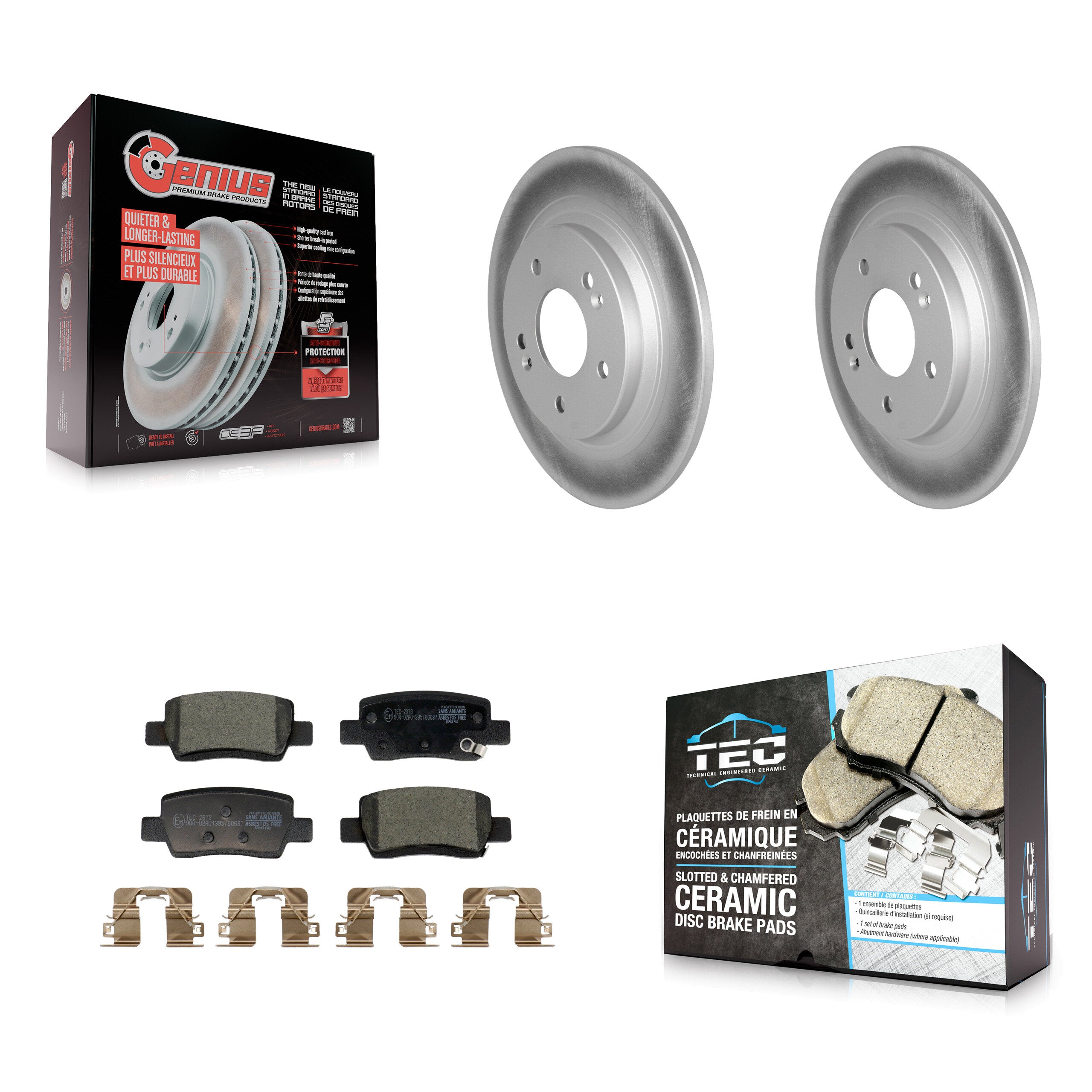 Rear Coated Disc Brake Rotor & Ceramic Pad Kit For Kia Seltos With Electric Parking KGT-103279