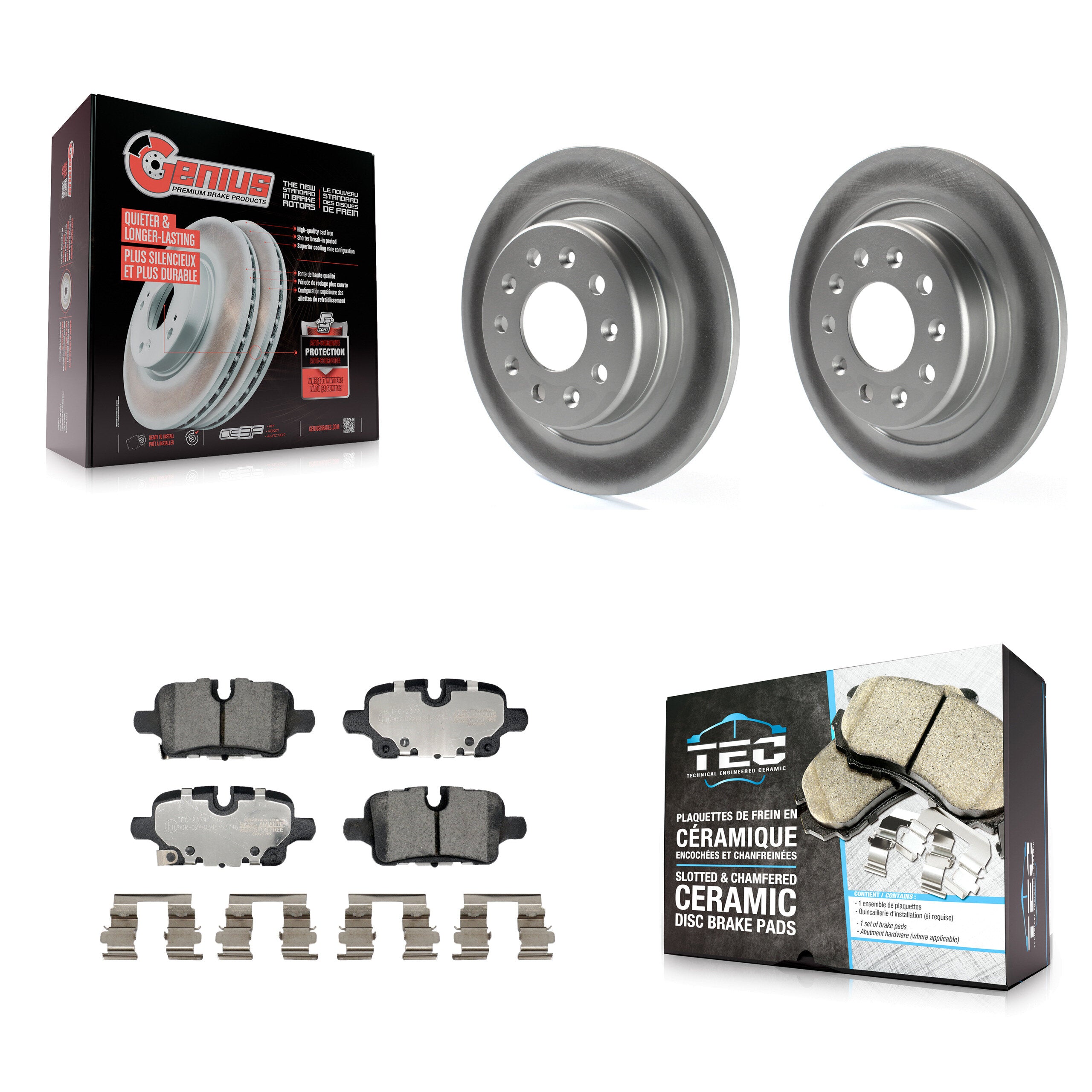 Rear Coated Disc Brake Rotor And Ceramic Pad Kit For Chevrolet Equinox GMC Terrain Malibu KGT-103282