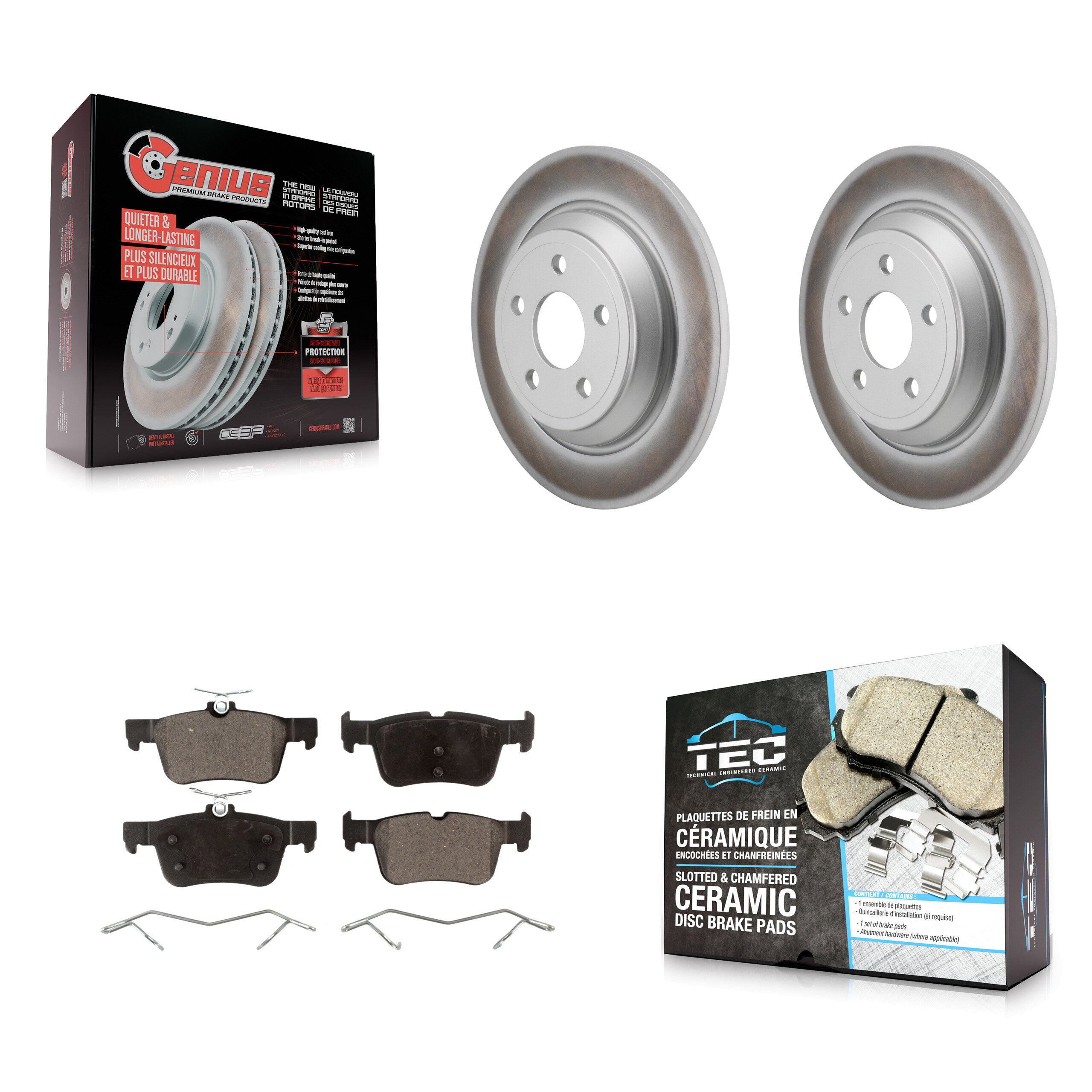 Rear Coated Disc Brake Rotors And Ceramic Pads Kit For 2022-2023 Ford Maverick KGT-103287