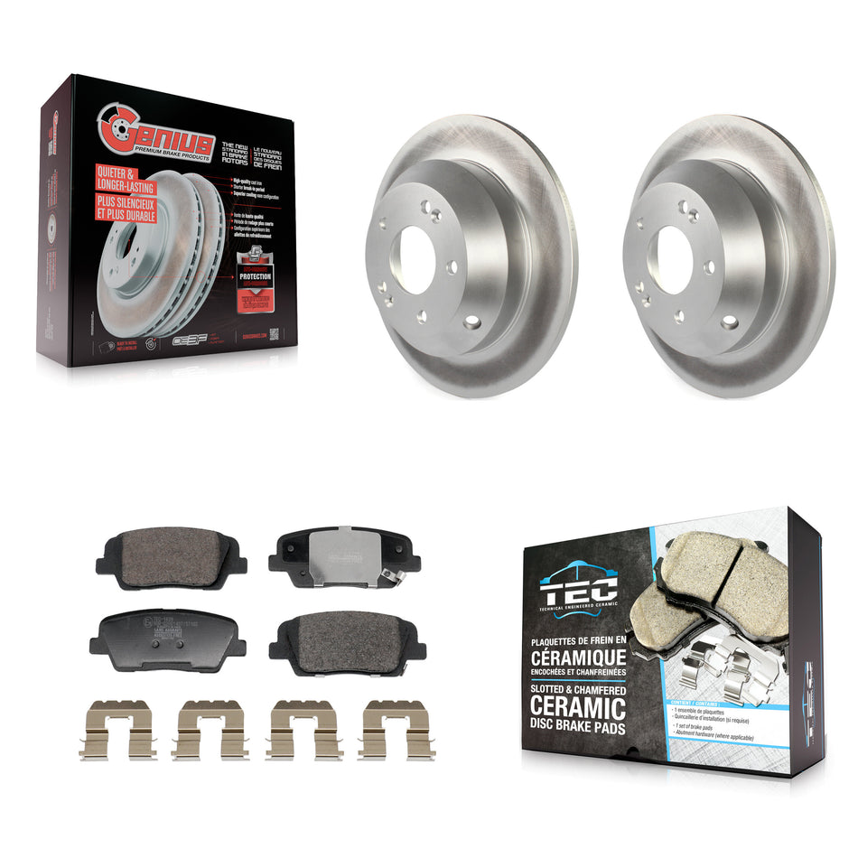 Rear Coated Disc Brake Rotors & Ceramic Pad Kit For Hyundai Santa Fe Sport Kia Sorento XL KGT-103288