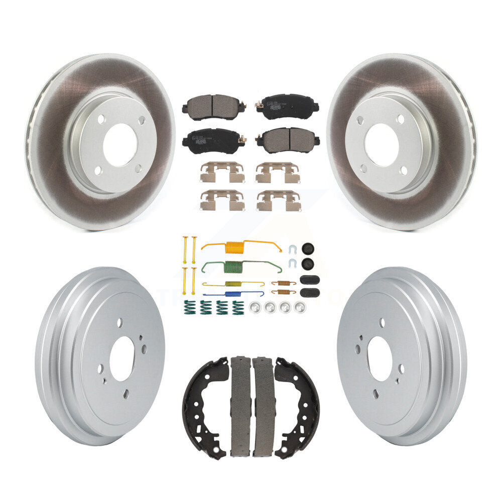Front Rear Coated Disc Brake Rotors Ceramic Pad And Drum Kit (7Pc) For Nissan Kicks Versa KGT-103292